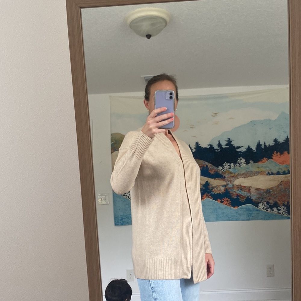 Vince Mid Length Rib Trim Cashmere Cardigan Size Small - Picture 3 of 9